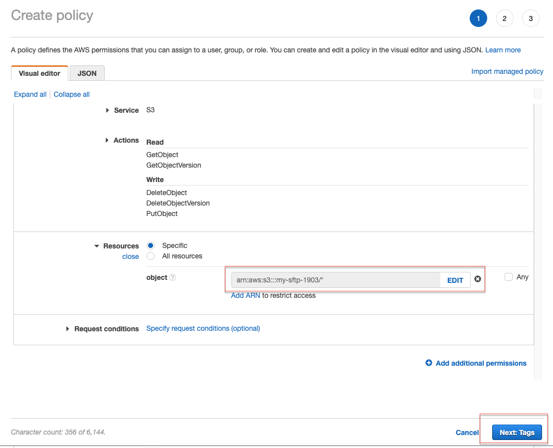create an IAM policy