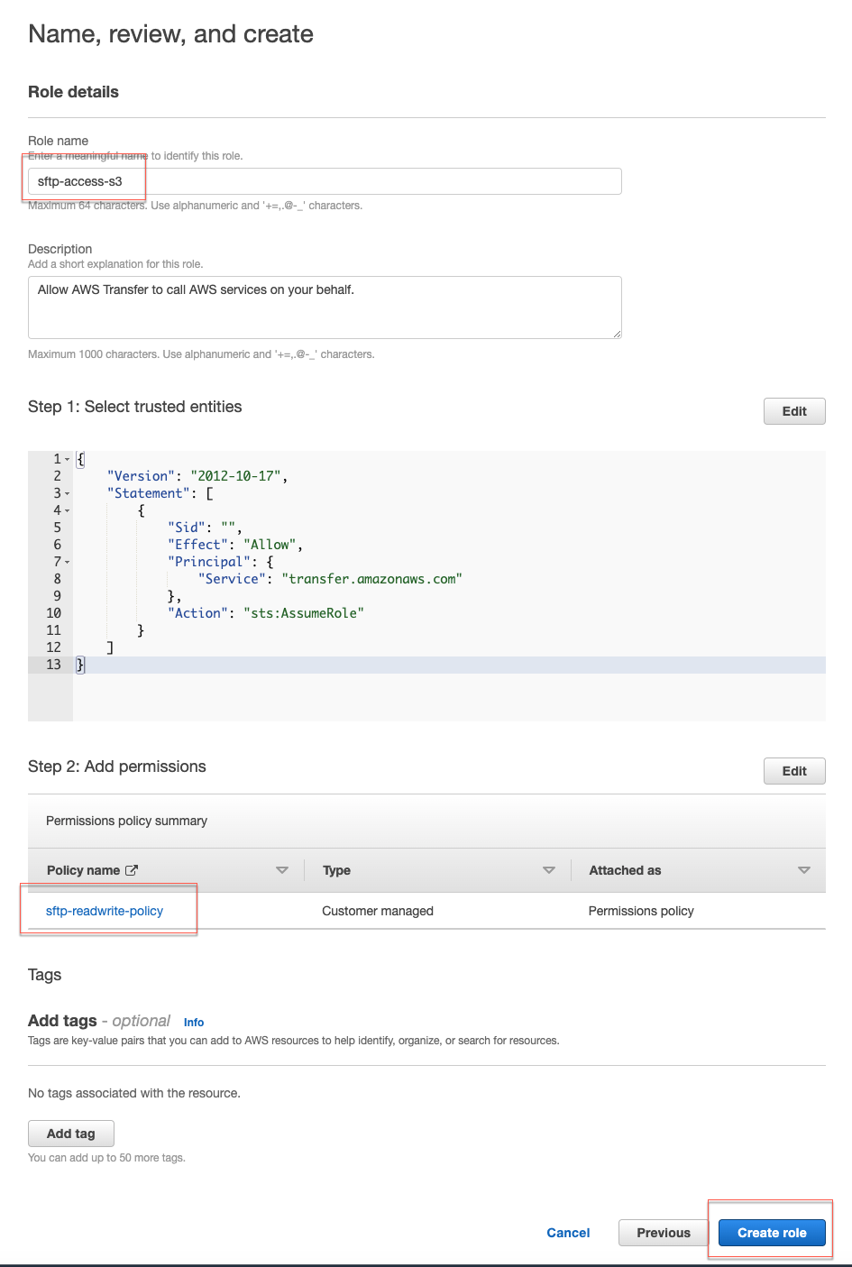 final create IAM policy