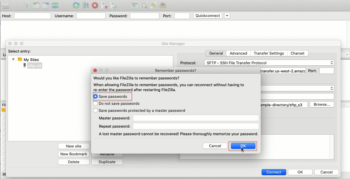 filezilla SFTP