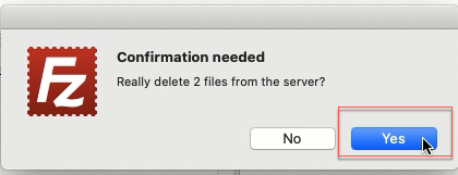 del file from filezilla SFTP