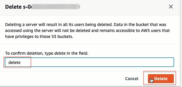delete sftp server